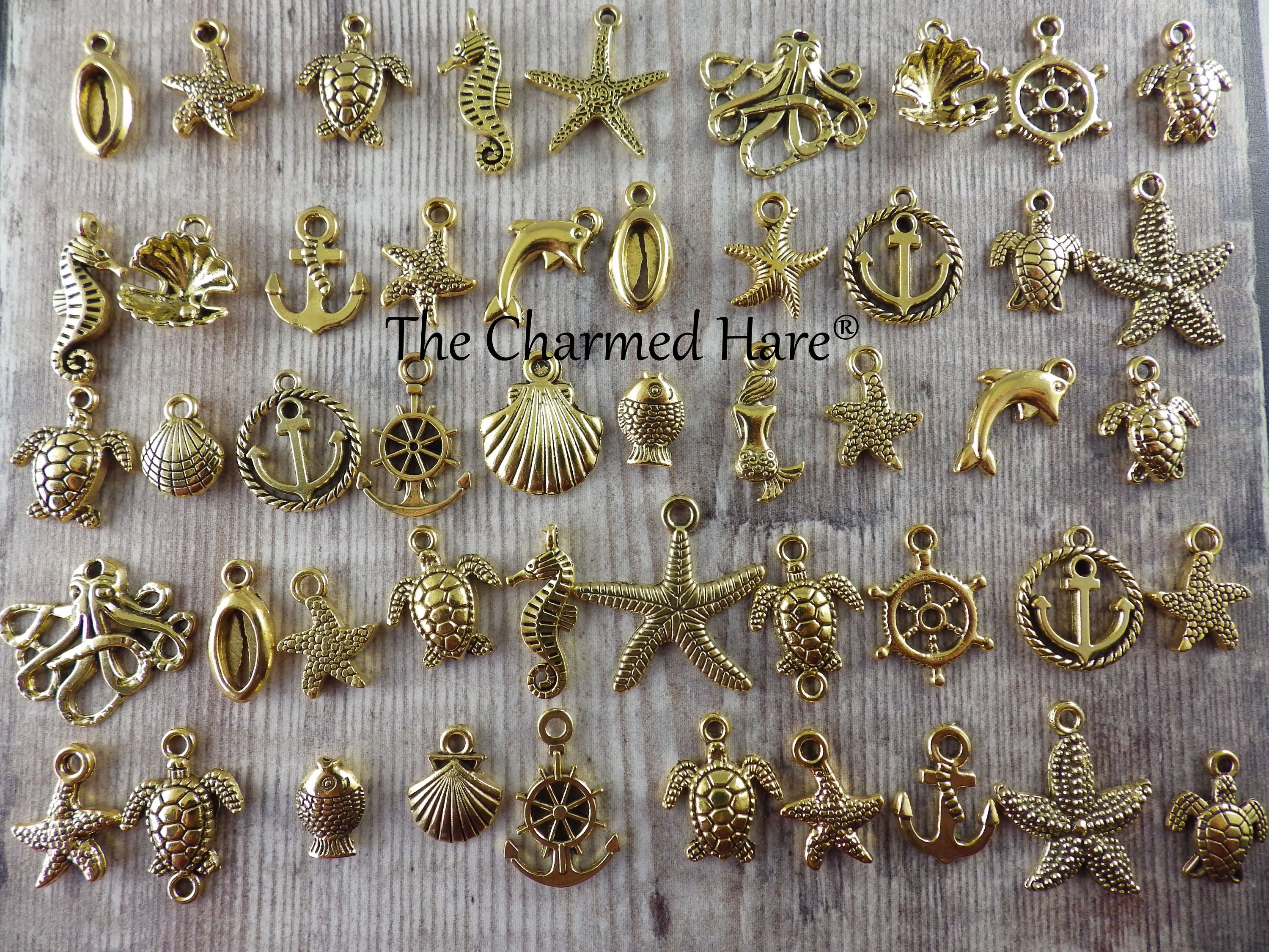 Bulk 100 Assorted Antique Gold Charms, Mixed Charms Jewelry Charms