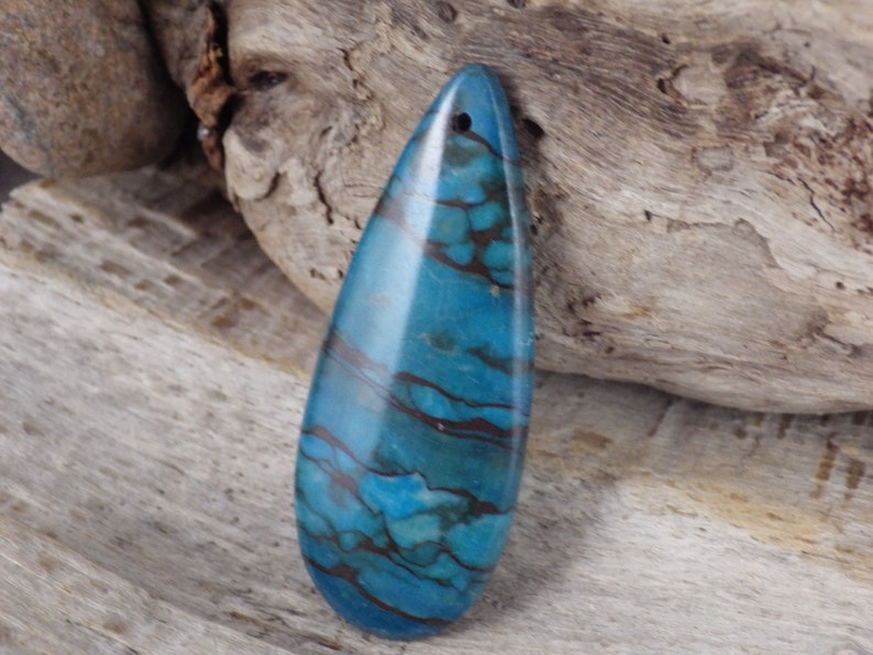 Turquoise Blue Jasper Pendant Statement Pendant UK Jewellery Making Supplies G7 Focal 50x20mm Semi Precious Gemstone Loose Stone