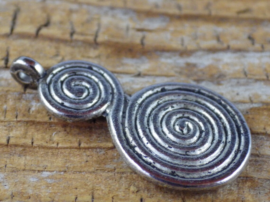 Vintage große Spirale des Lebens Anhänger 28 x 15 mm Silber Etsy