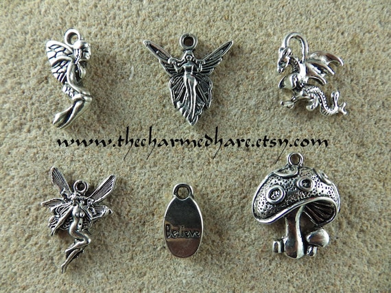 BULK 50 Witch charms antique silver tone HC109