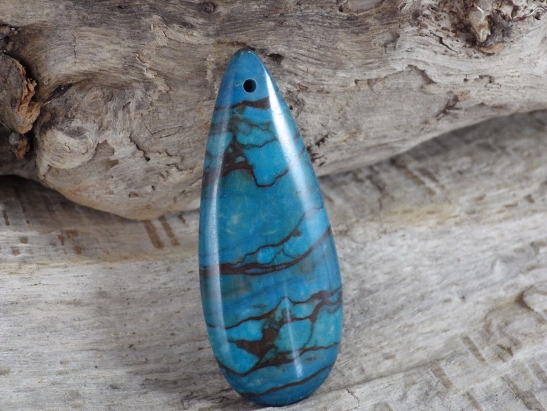 Turquoise Blue Jasper Pendant Statement Pendant UK Jewellery Making Supplies G7 Focal 50x20mm Semi Precious Gemstone Loose Stone