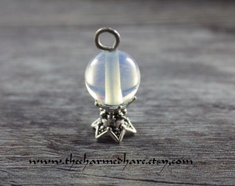 Dije de bola de cristal, colgantes 3D de 12 x 8 mm para adivinación, dijes artesanales de calidad para pulseras, adivinación gitana, suministros para joyería pagana wiccana