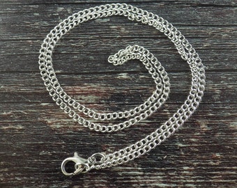 20" (50cm) Silver Plated Necklace Chain, Finished 2.5mm Curb Chain Necklace, Pendant Chain, Jewelry Making Supplies, UK