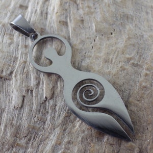 Pagan Goddess Charms Pendants, 45x12mm Stainless Steel Wiccan Fertility Spiral Goddess, Celtic Gothic Druid, Jewelry Making Supplies UK