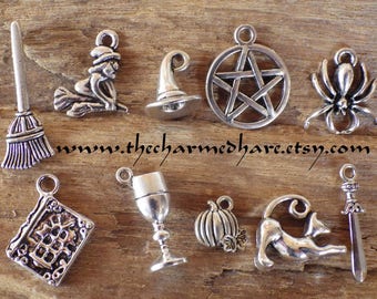 20 X Mixed Pagan Charms Pendants, Silver Wicca Wiccan Gothic