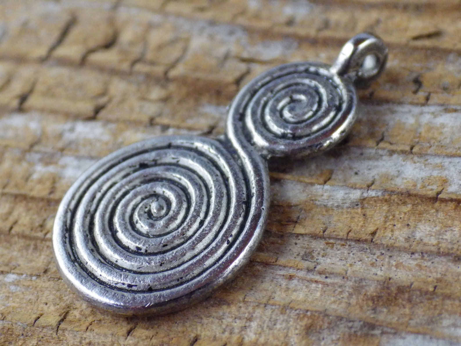 Vintage große Spirale des Lebens Anhänger 28 x 15 mm Silber Etsy