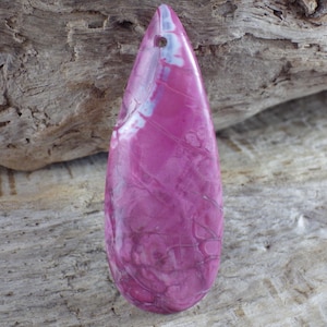Agate Pendant Cabochon 49x19mm, Statement Pendant, Top Drilled Teardrop Focal, Polished Semi Precious Gemstone, Jewelry Making Supplies A1