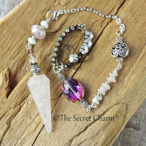 Divination Pendulum, Rose Quartz Scrying Pendant, One Of A Kind Handmade Pagan Dowsing Tool, Wiccan Witchcore Witchy Gift, UK Seller Shop