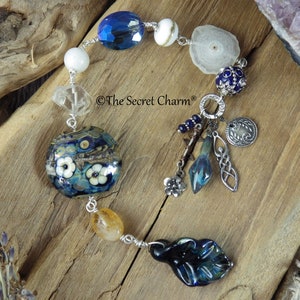 Norse Goddess Freya Prayer Beads, Mala Beads, Sterling Silver & Sapphire Pagan Rosary OOAK, Wiccan Gift, Handmade Altar Tools