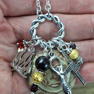 Brigid Cluster Pendant Pagan Talisman Necklace, Celtic Goddess Brighid Brigit Wiccan Jewellery, Pagan Gift
