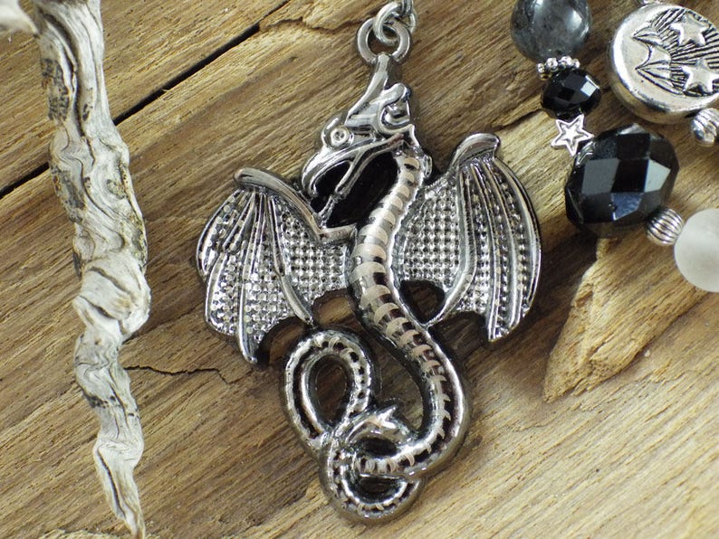 Dragon Prayer Beads Pagan Rosary Triple Headed Dragon Etsy