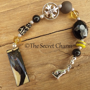 Bastet Pagan Prayer Beads, Wiccan Rosary, Black Cat Pocket Mala, Egyptian Goddess Witches&#39; Ladder, Worry Beads Altar Display, Spiritual Gift