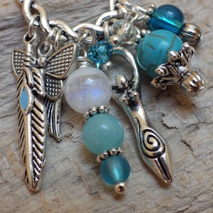 Free Spirit Goddess Charm Pendant, Talisman Necklace, Pagan Jewelry, Wiccan Shop, Silver Cluster Pendant, Wiccan Gift