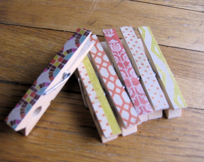 Decorative Clothespin Set Six Pieces thumbtack Option / Etsy
