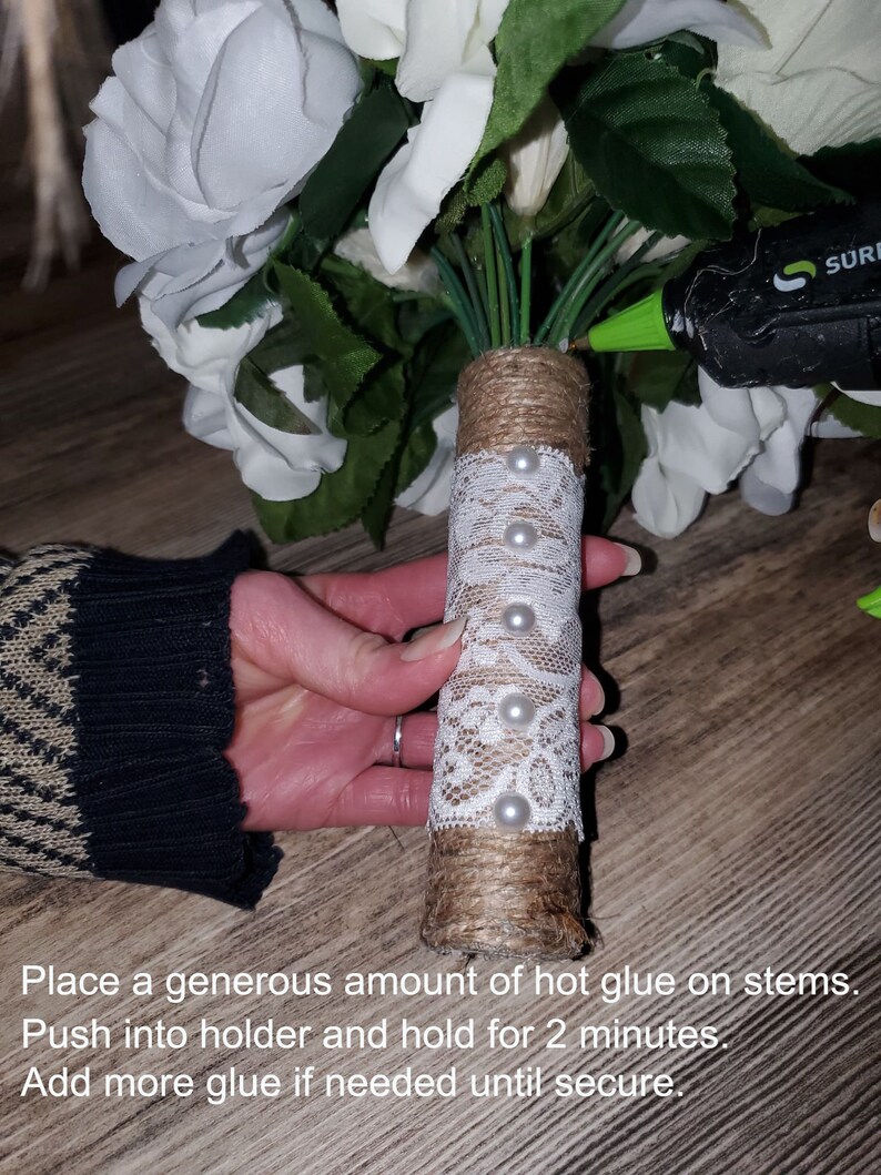 Twine Wrapped Jute Burlap Wedding Bouquet Handle Holder Bride Etsy