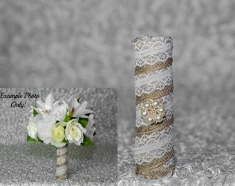 DIY Plain Burlap Jute Twine Rustic Bride Wedding Bouquet Handle Holder NEW 