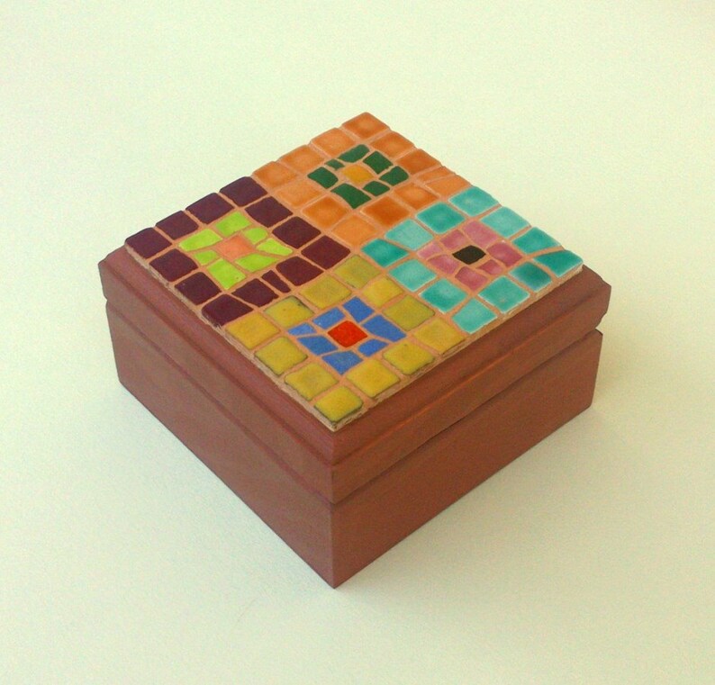 Mosaic Jewellery Box With Abstract Squares Pattern Etsy