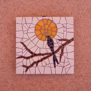 Swallow bird in the setting sun happy home vibes wall mosaic art