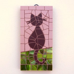 Sweet and fancy mosaic sitting cat wall hanging art