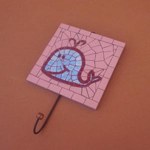 Decorative wall hook with mosaic whale pattern