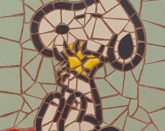 Happy vibe Snoopy Keramikfliesenmosaik-Wandbehangkunst