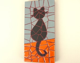 Chat en mosaïque à accrocher au mur