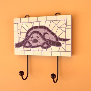 Sleeping dog pattern mosaic art wall hanging hook