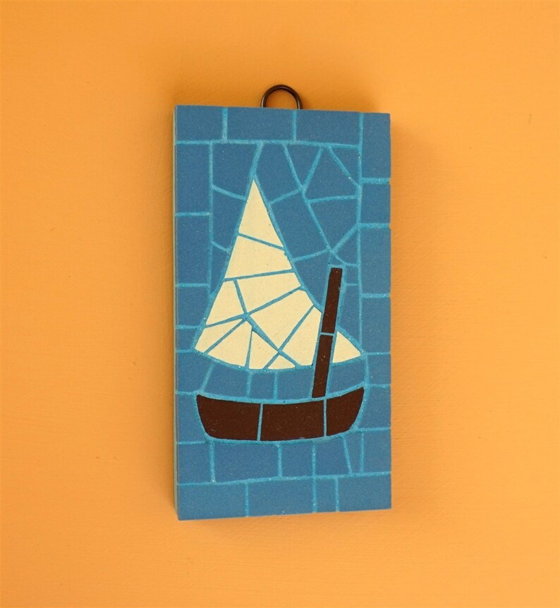 Mosaic boat wall hanging. Etsy