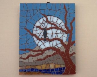 Bird on the branch mosaic wall art