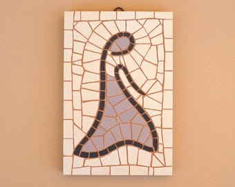 Eklektisches Dekor lila Dame abstrakte Figur Keramikfliese Mosaikwandkunst