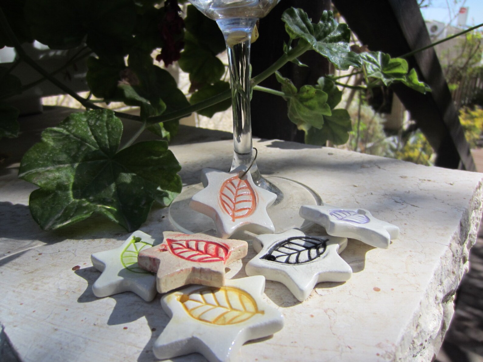 Six Jewish Star Ceramic Wine Glass Charms Etsy