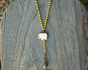 Collana con ciondolo elefante in stile rosario Boho, collana fatta a mano unica per le donne, regalo per lei