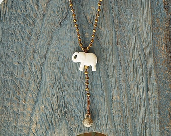 Collar colgante de elefante estilo rosario boho, Collar único hecho a mano para mujeres, Regalo para ella