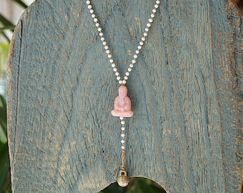 Collier pendentif bouddha de style chapelet bohème, collier fait main unique pour femme, cadeau pour elle