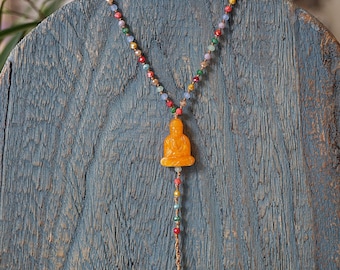 Boho Buddha Pendant Necklace: Tibetan Bell Charm, Festival Jewelry