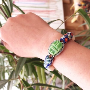 Handgemachtes Ägyptisches Skarabäus Armband: Afrikanische Perlen & Muschel Boho Schmuck