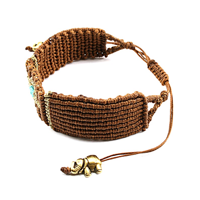 Macrame Bracelet Crochet Evil Eye Bracelet With Elephants Etsy