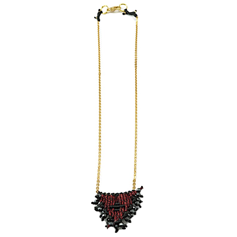 Birthday gift Gift for her brass chain Macrame amulet necklace Unique gift for women
