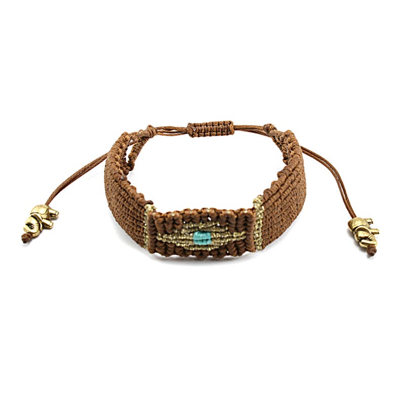 Macrame Bracelet Crochet Evil Eye Bracelet With Elephants Etsy