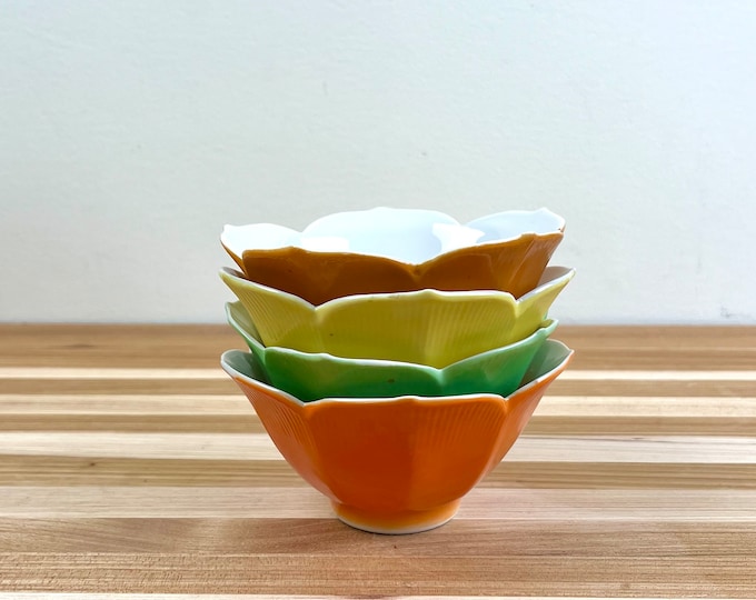 Set of Four Multicolor Lotus Rice Bowls | Unique Ramikens or Snack ...