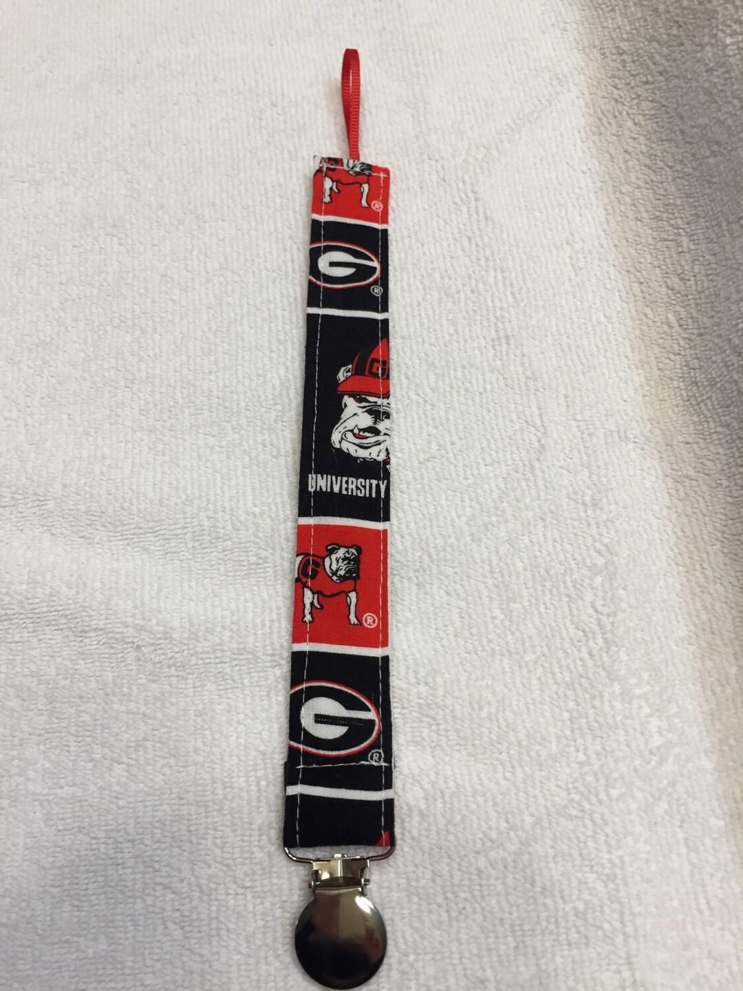 Pacifier Clip Georgia Bulldogs Inspired, Fabric Pacifier Holder ...