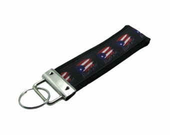 Personalized Puerto Rico Flag Key Chain / Key Fob With Optional Initials