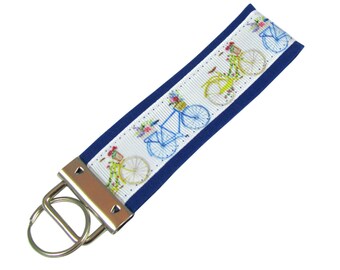 Biker Cyclist Bicycle Key Chain / Key Fob Personalized With Optional Initials