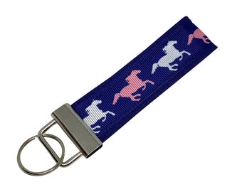 Horse Key Chain, Keychain with Letters, Fabric Key Fob, Horses Key Ring,  Horse Key Ring, Cute Horses, Horse Lover Gift, Riding Gift