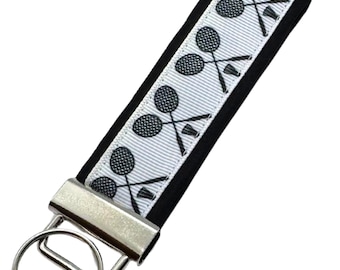 Personalized Badminton Keychain: Fabric Key Fob with Optional Initial Charms