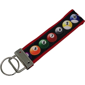 Pool Key Chain, Keychain with Letters, Fabric Key Fob, Billiards Key Ring, Pool Ball Key Ring, Cute Pool Keychain, Billiards Lover Gift