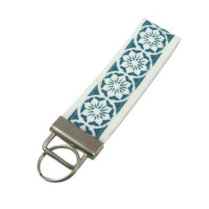 Personalized Key Chain / Key Fob Teal Floral with Optional Initials