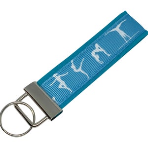 Gymnastics Key Chain, Gymnast Keychain, Fabric Key Fob, Blue Gymnast Key Ring, Gymnastics Lover,  Wholesale Gymnastics Gift, Gymnast Gift