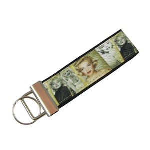 Marilyn Monroe Fabric Key Chain / Key Fob Personalized With Optional Initials