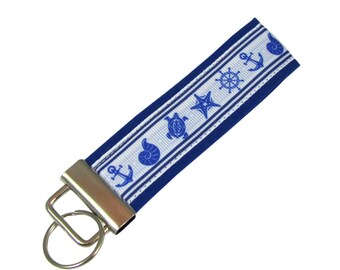 Nautical Beach Key Chain / Key Fob Personalized With Optional Initials